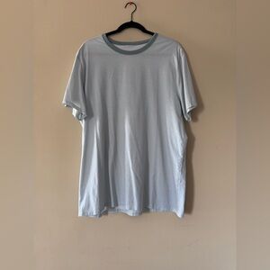 Lululemon The Fundamental T Size XL Short Sleeve, Blue/Gray & White Stripe EUC